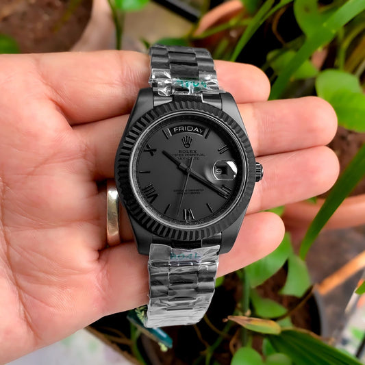 Rolx Oyster Day Date Just "Quartz" Full Black Watch