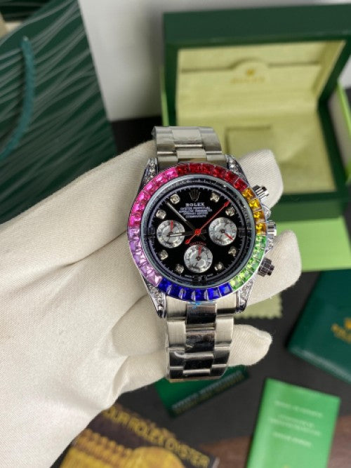 Rolx Daytona Rainbow silver