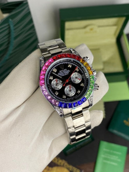 Rolx Daytona Rainbow silver