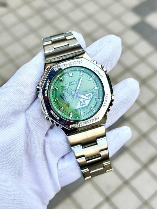G_Shock GM2100 All Working Silver Green Dial