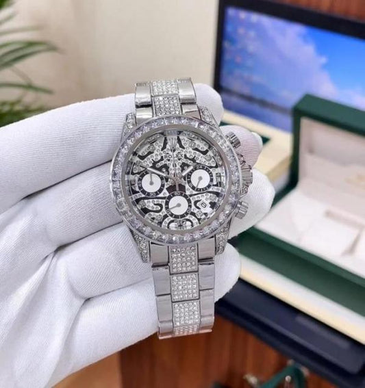 Rolx Daytona Eye Of Tiger Silver Watch