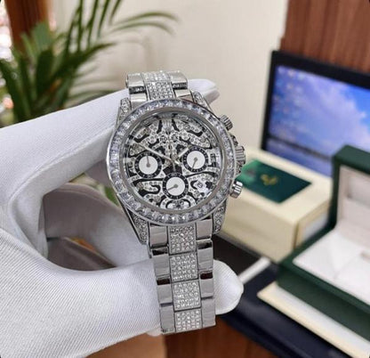 Rolx Daytona Eye Of Tiger Silver Watch